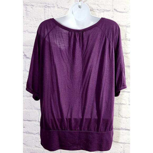 American Eagle Outfitters Purple Short BatWing Sleeves Top L Lightweight Soft - Picture 3 of 5
